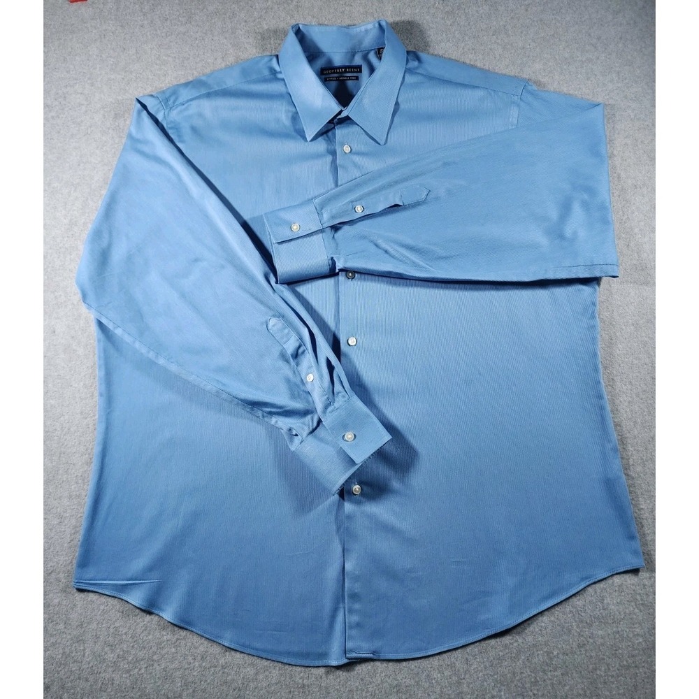 Geoffrey Beene Men's Fitted Dress Shirt, Size 18.5 - 34/35, Blue, Fitted,...